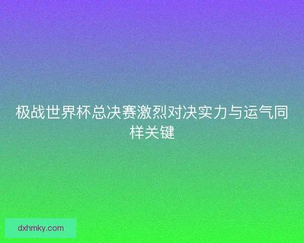 极战世界杯总决赛激烈对决实力与运气同样关键